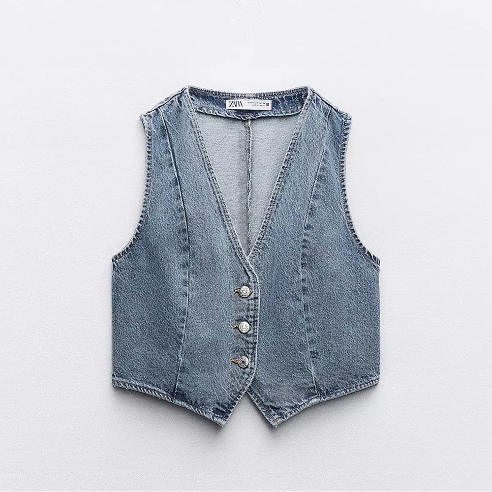 Zara Light Blue Denim Vest